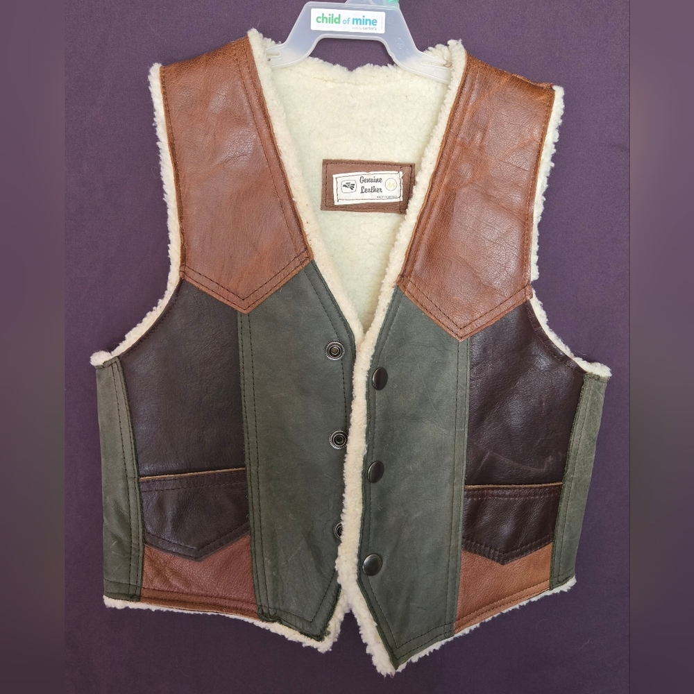 Sherpa Leather Vest Kids M